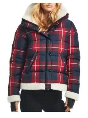 SAM Small Mackenzie Plaid Tartan Shearling Goose Down Jacket - EUC!